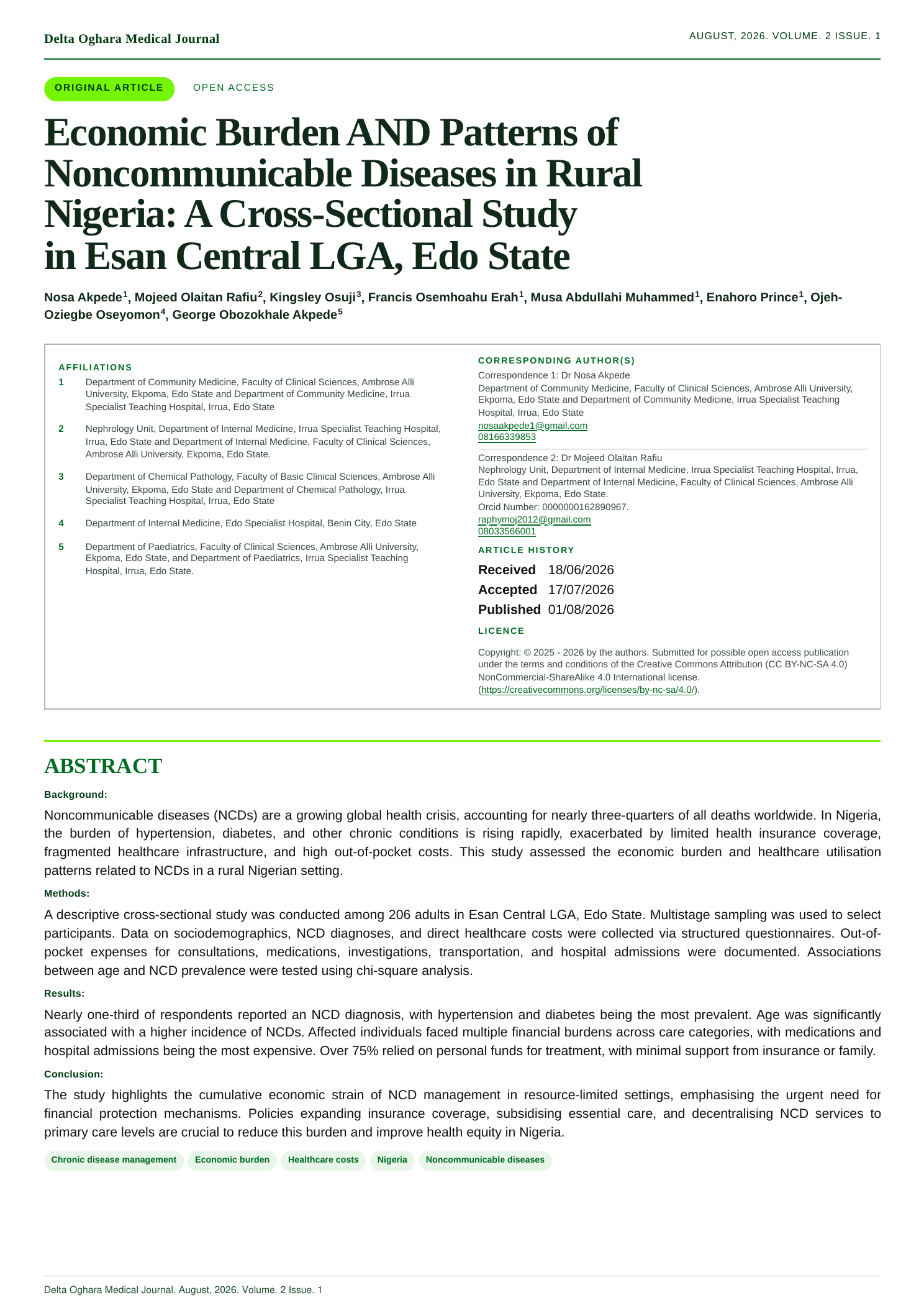 economic-burden-patterns-noncommunicable-diseases-rural-nigeria-cross-sectional-esan-central-lga